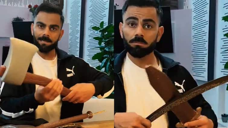IND vs AUS दूसरे टेस्ट से पहले कुल्हाड़ी और तलवारों से भरा दिखा विराट कोहली का बैग, देखें वीडियो