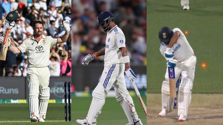 भारत बनाम ऑस्ट्रेलिया दूसरा टेस्ट दिन 2 रिपोर्ट स्कोरकार्ड विराट कोहली रोहित शर्मा बल्लेबाजी फ्लॉप शो भारत ट्रैविस हेड शतक बॉर्डर गावस्कर ट्रॉफी 2024