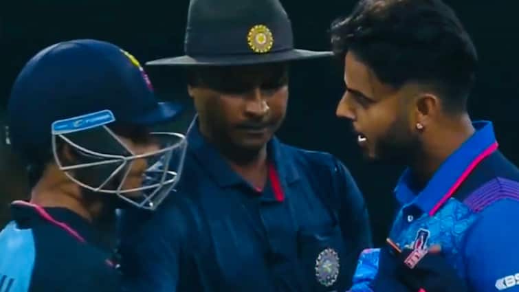 सैयद मुश्ताक अली ट्रॉफी 2024 दिल्ली बनाम उत्तर प्रदेश क्वार्टर फाइनल 2 मैच के दौरान नितीश राणा और आयुष बदोनी के बीच लड़ाई