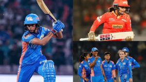 मुंबई इंडियन बेट्स गुजरात दिग्गज 5 विकेट्स नट स्किवर ब्रंट हरमनप्रीत कौर हार्लेन देओल एमआई बनाम जीजी डब्लूपीएल 2025