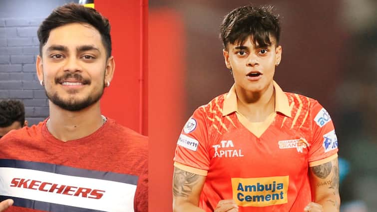 WPL 2025 प्रशंसकों की प्रतिक्रियाएँ गुजरात के दिग्गज खिलाड़ी काशवे गौतम आरसीबी बनाम जीजी मैच में ईशान किशन की तरह दिखती हैं