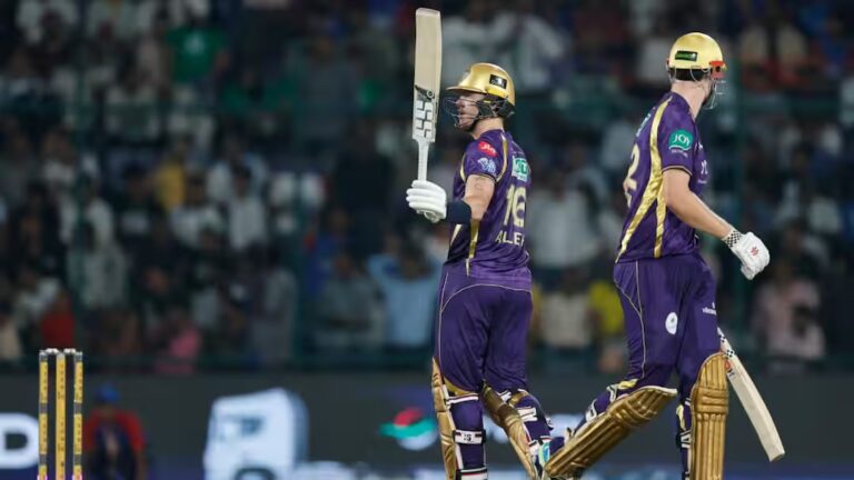 बुरी तरह हारी दिल्ली, KKR ने 34 गेंद पहले चेज किया टारगेट, फिन एलन ने शतक जड़ रचा इतिहास