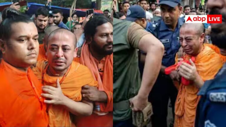 मां के निधन पर जेल से बाहर आए बांग्लादेश के चिन्मय दास, वीडियो वायरल